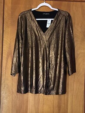 Lane Bryant Shimmery Bronze V-Neck Tunic Top